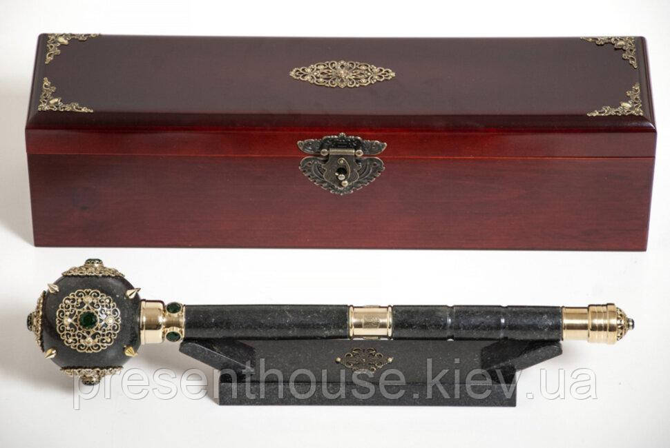 Сувенірна Булава "Гетьман", чорний граніт на подарунок, фото 1