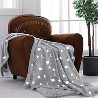 Ковдра для дітей із мікрофібри із зірками Magic Blanket Сірий колір 120х165 Дитячий плед покривало на ліжко