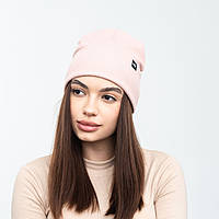 Шапка бавовняна Рубчик Puma (відворот) персик
