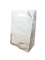 Свадебный бумажный пакет для каравая торта шишки With Love листочки