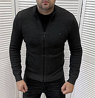 Мужская кофта на молнии Armani Армани свитер на змейке темно-серый fms