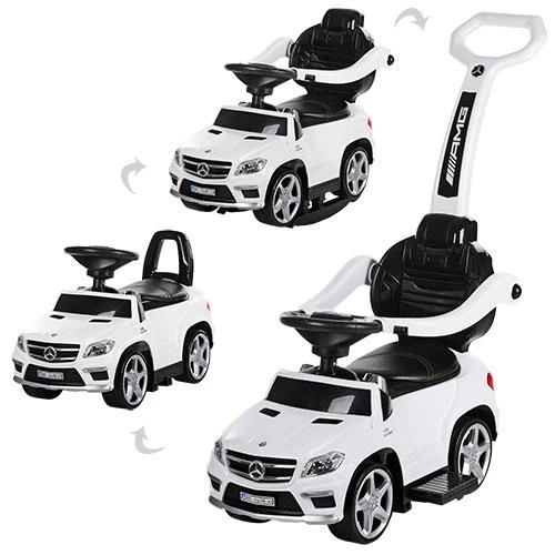 Дитяча каталка-толокар SX 1578-1, Mercedes, гумові колеса, шкіряне сидіння, білий, фото 1