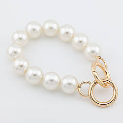 Ручка перлова для сумки 26х1,75 см карабін 24 мм 1 шт. Золотистий