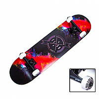 Скейтборд деревянный Fish Skateboard Happy Skate с рисунком, с усиленной подвеской
