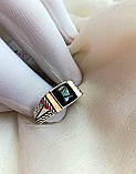 Грецький Перстень срібний із золотом камінь онікс, фото 4