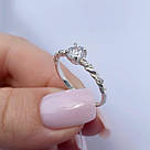 Каблучка в сріблі з круглими дрібними фіанітами білого кольору Сяюча коса, фото 2