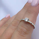 Каблучка в сріблі з круглими дрібними фіанітами білого кольору Сяюча коса, фото 3