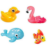 Набір надувних іграшок для басейну Intex 58590, 4 шт., надувні, дельфінчик, фламінго, рибка, качечка, від 2-х років