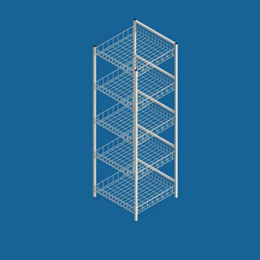 Стелаж підлоговий металевий на 5 сітчастих полиць, фото 1