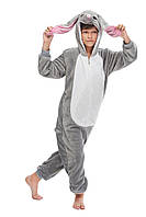 Теплая пижама-футужама на молнии, кигуруми для детей Серый Кролик