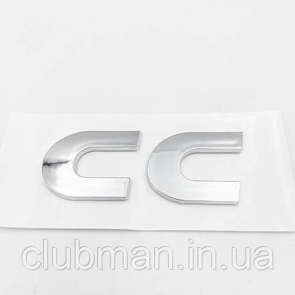 Емблема наклейка на кришку багажника CC Volkswagen (Фольцваген) 6 x 2,3 см Хром, фото 1
