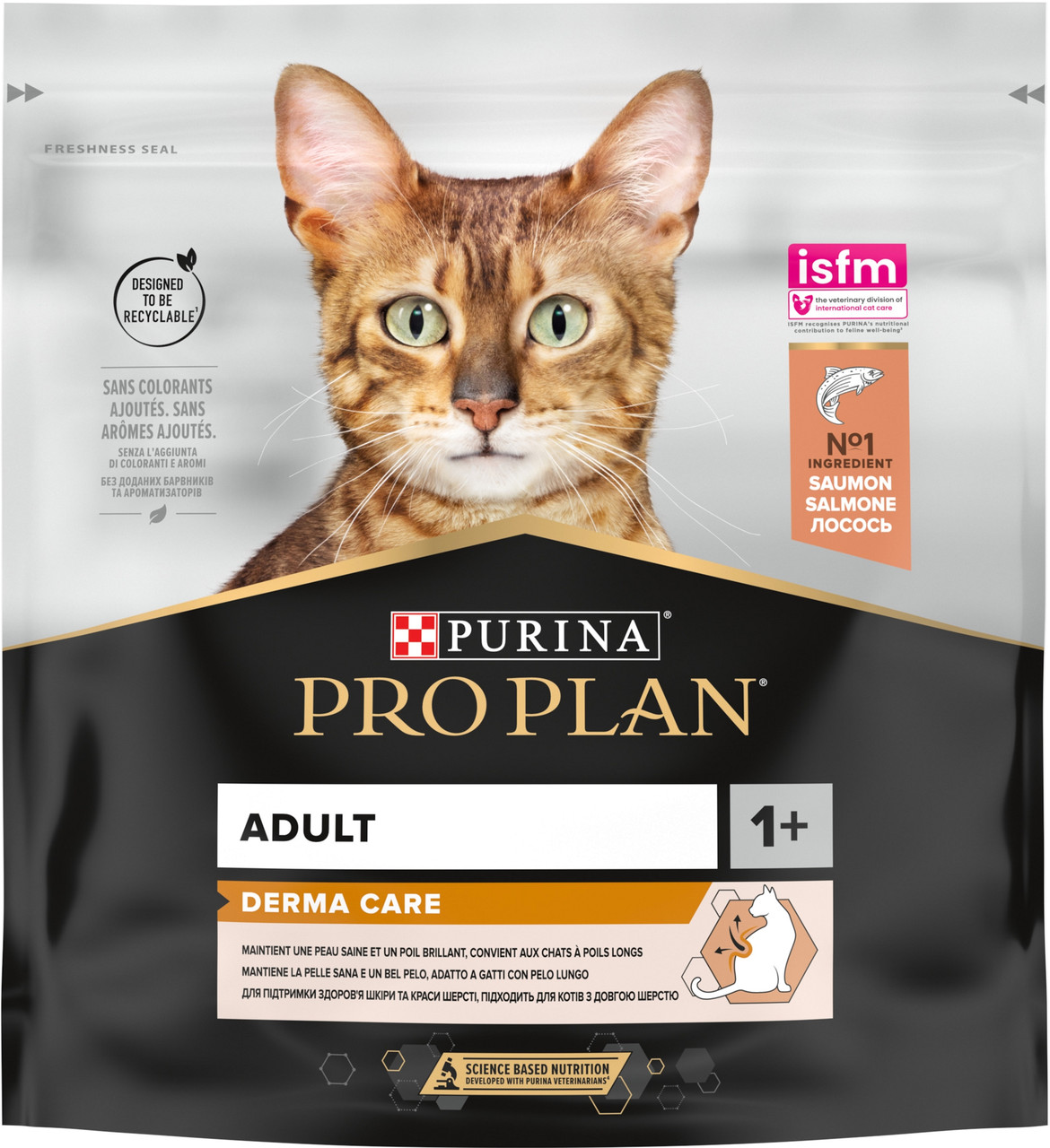 Сухий корм для дорослих котів Purina Pro Plan Adult 1+ Derma Care для підтримки здоров'я шкіри та краси шерсті з лососем 400 г