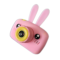 Противоударная детская фото и видеокамера c ушками Розовая