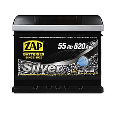 Автомобільний акумулятор ZAP Silver 55Ah 520A R+ (правий +) LB1 (555 87) h=175