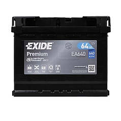 Автомобільний акумулятор EXIDE Premium 64 Ah 640A R+ (правий +) EA640