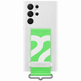 Оригінальний чохол Samsung Silicone Cover White with Strap для Samsung S22 Ultra SM-S908