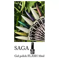 Гель лак SAGA Flash прозорий із шиммером №02, 8мл