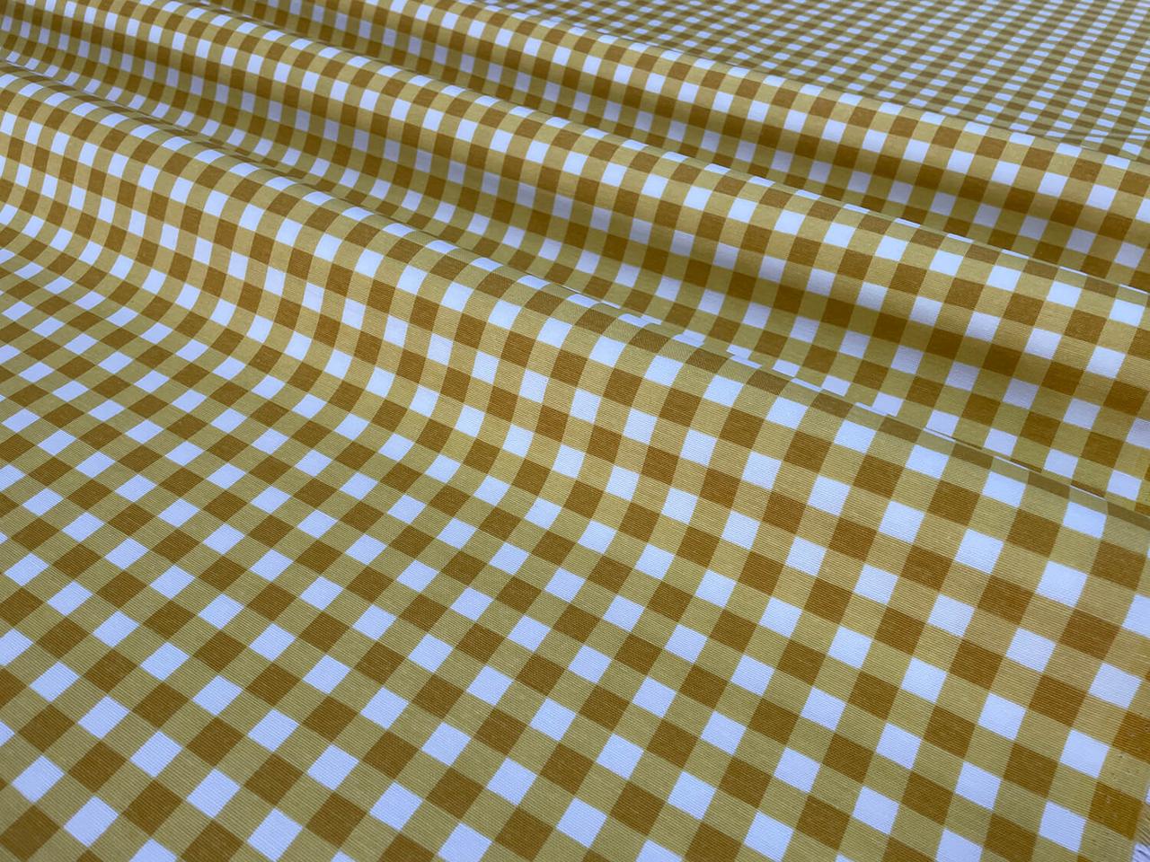 Декоративна тканина в середній клітині біло-жовтого кольору Туреччина 88443v44, фото 1