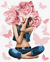 Картина по номерам "Девушка-роза" Идейка KHO4798 40х50 см Toyvoo Картина за номерами "Дівчина-троянда" Ідейка