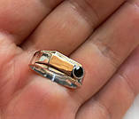 Срібний перстень із золотою вставкою круглий камінь, фото 2