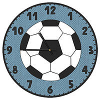 Настінний годинник круглий «Футбольний м'яч» дерев'яний з принтом 36 см