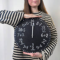 Настінний годинник круглий «Математика» дерев'яний з принтом 36 см