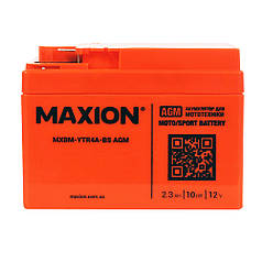 Мотоакумулятор MAXION 12 V 2.3 A R+ (правий +) YTR 4A-BS (AGM)