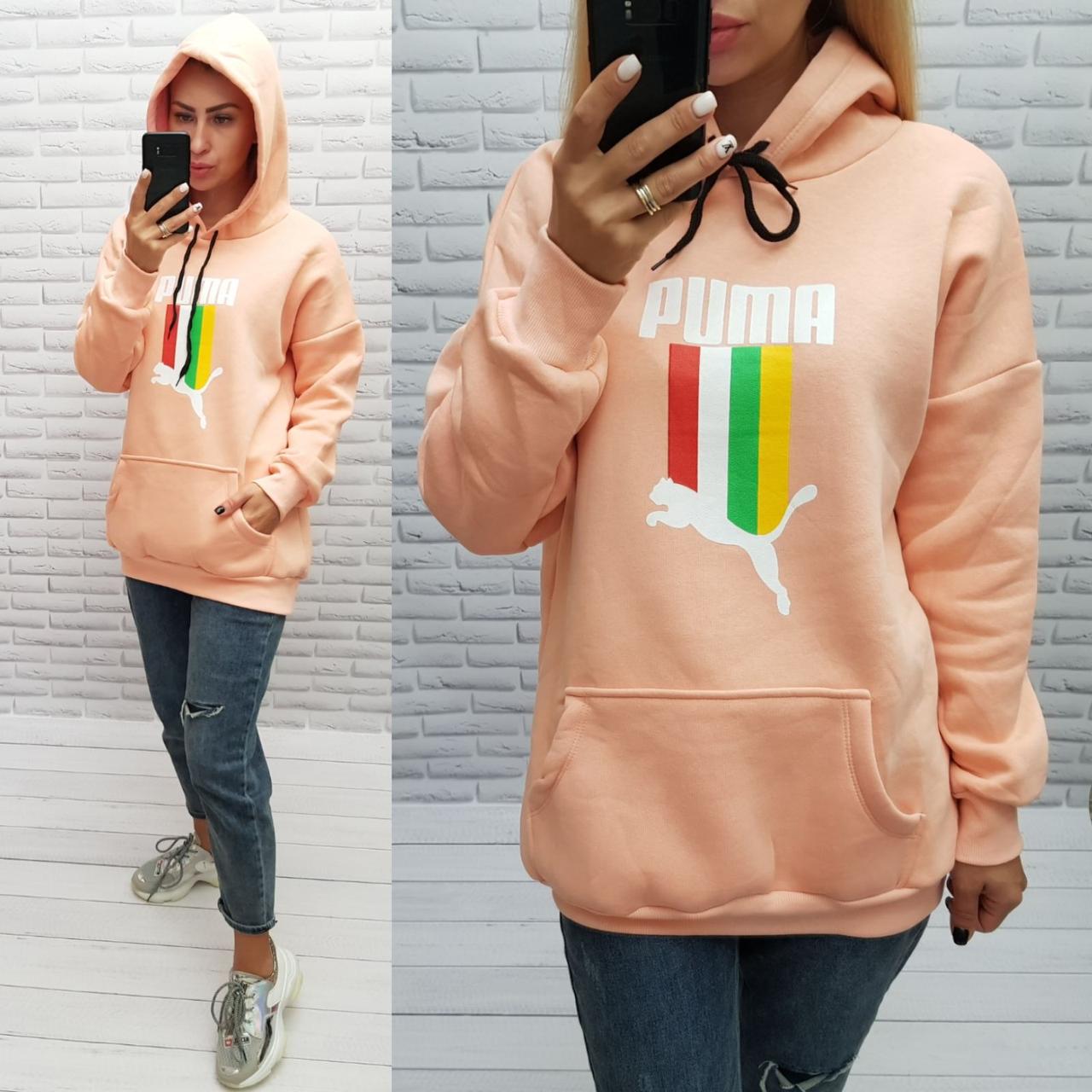 Жіночий худі зимовий на флісі Туреччина Пума розмір M-XL (від 3 шт.)