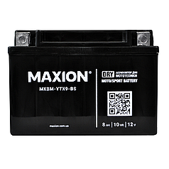 Мотоакумулятор MAXION 12 V 8 A R+ (правий +) сухозаряджений без електроліту YTX 9-BS