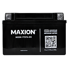 Мотоакумулятор MAXION 12 V 6 A L+ (лівий +) сухозаряджений без електроліту YTX 7A-BS