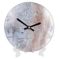 Настінний годинник круглий «Мармур» дерев'яний з принтом 18 см