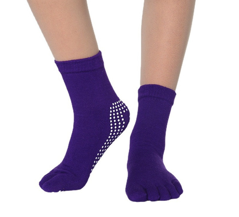 Шкарпетки для йоги для жінок на п'ять кольорових пальців, нековзні шкарпетки