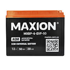 Промисловий акумулятор MAXION AGM 12 V 50 Ah L+ (лівий +) BP-6 EVF 50