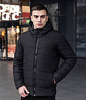 Куртка Мужская Зимняя Winter Jacket Dzen Плащевка Черная, Куртка Короткая Зима Утеплитель Стильная Black