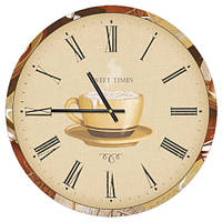 Настінний годинник круглий «Кружка» дерев'яний з принтом 36 см
