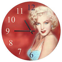 Настінний годинник круглий «Мерилін Монро» дерев'яний з принтом 36 см