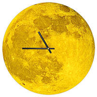 Настінний годинник круглий «Місяць» дерев'яний з принтом 36 см