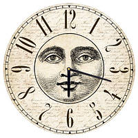 Настінний годинник круглий «Обличчя Місяця» дерев'яний з принтом 36 см