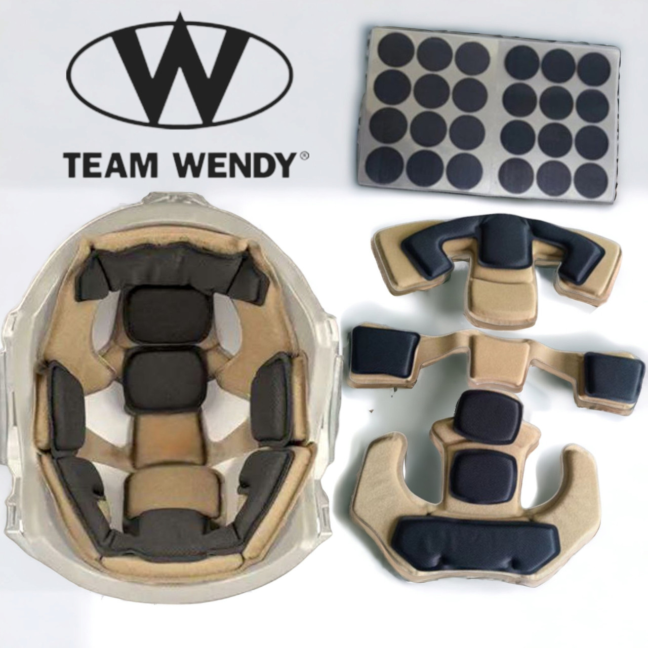 Захисні протиударні подушки з ефектом пам'яті Team Wendy для шолома Fast, Mich, колір  Coyote (койот)