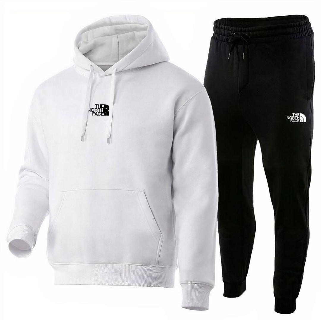 Спортивний костюм чоловічий зимовий The North Face утеплений на флісі чорний-білий кофта штани Тнф зима з начосом