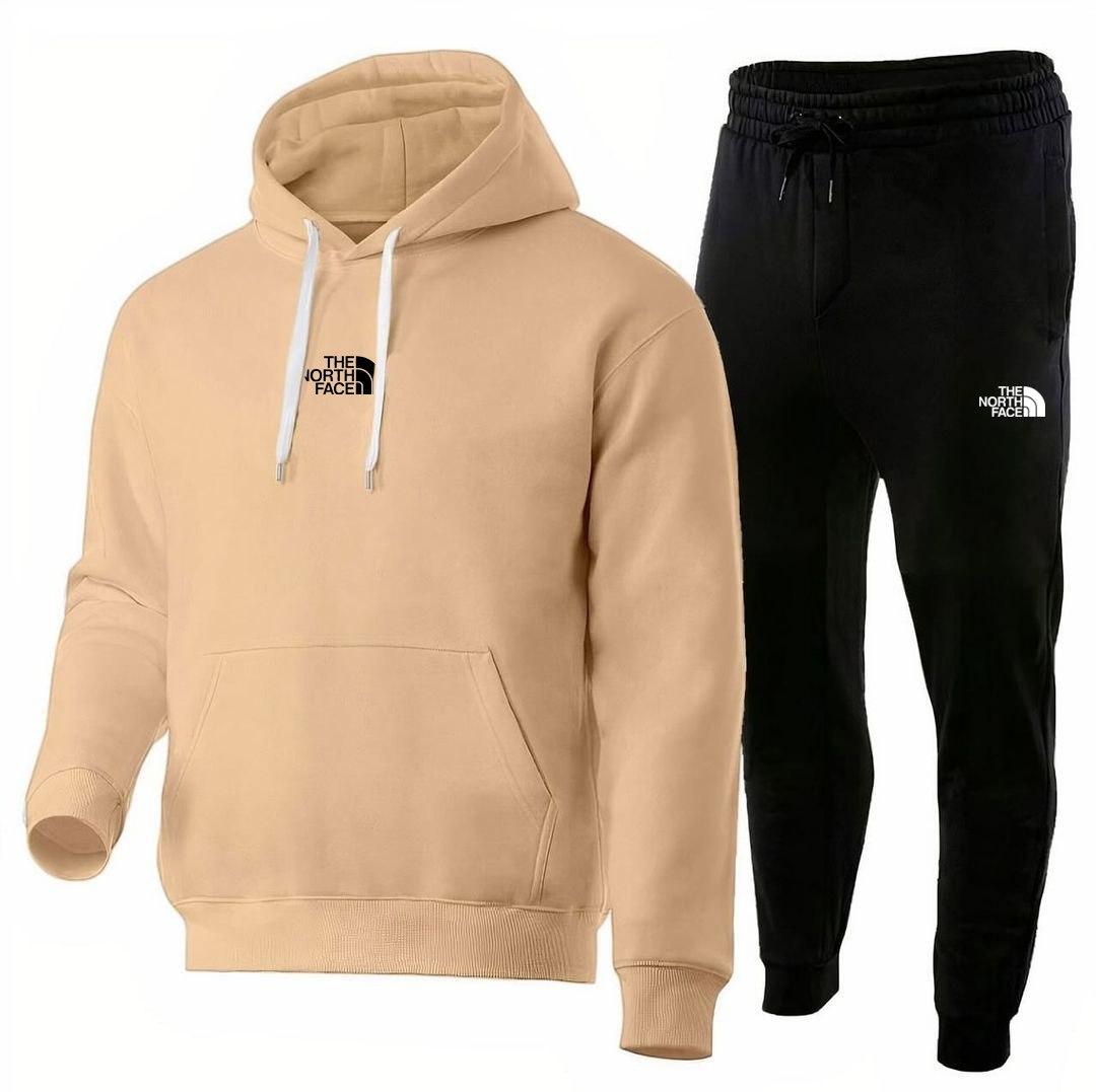 Спортивний костюм чоловічий зимовий The North Face утеплений на флісі бежевий кофта штани Тнф зима з начосом