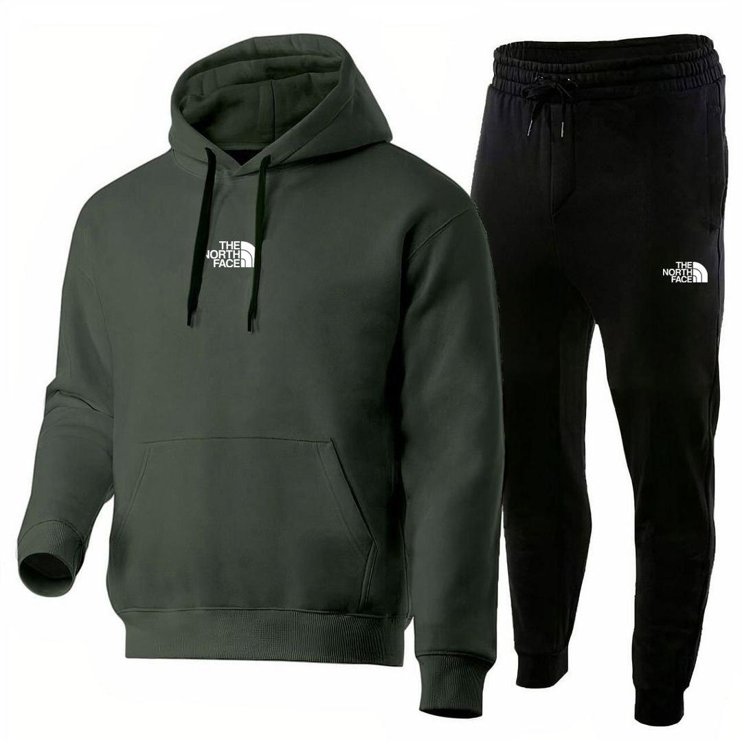 Спортивний костюм чоловічий зимовий The North Face утеплений на флісі хакі кофта штани Тнф зима з начосом