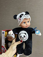 Лялька Пупс музичний ОБЗОР м'яконабивний, інтерактивний малюк новонароджений м'яка іграшка панда