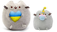 Набор Мягких игрушек Пушин кэт с сердцем 22х25 см и Pusheen cat S&T с кексом 18х15см Серый (vol-10394)