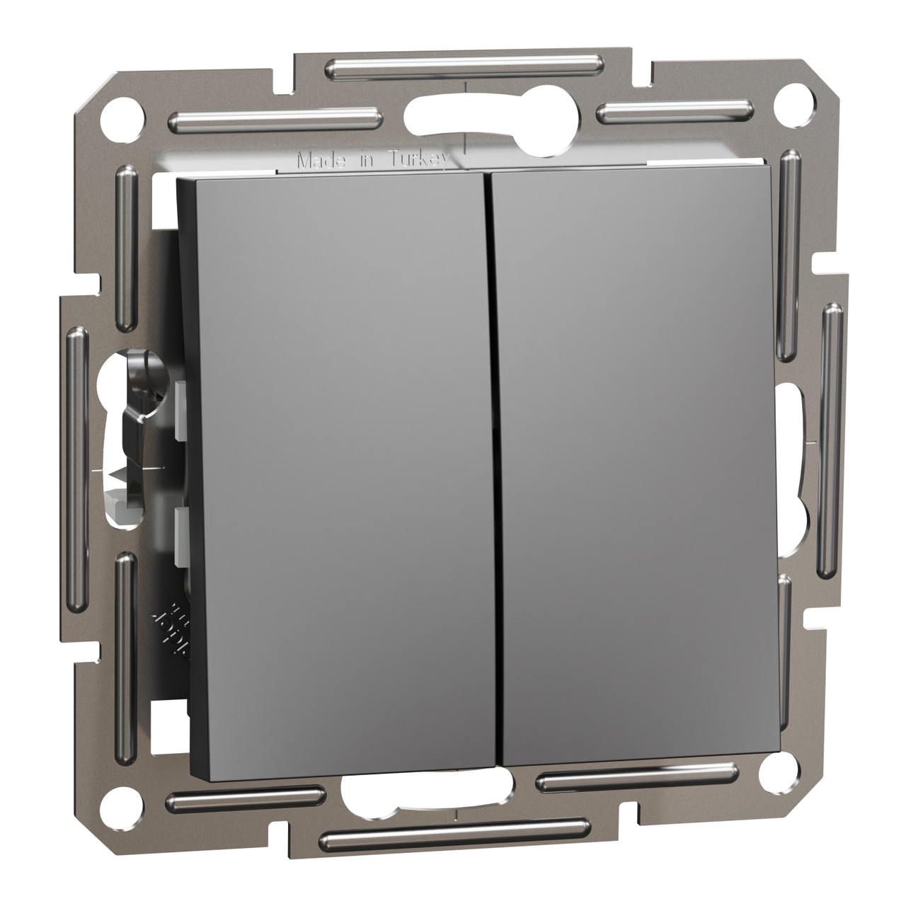 Вимикач 2-клавішний кнопка Schneider Electric антрацит Asfora EPH1100171 вбудований, фото 1