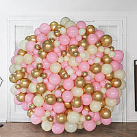 Фотозона круглая из воздушых шаров горизонтальнаядля девочек "Baby Pink" 230 cм.