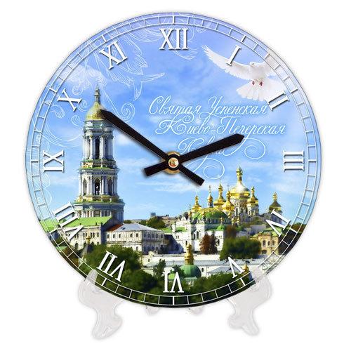 Настінний годинник круглий «Київ» дерев'яний з принтом 18 см
