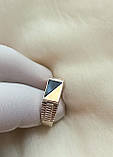 Класичний срібний перстень із золотою вставкою камінь онікс, фото 3
