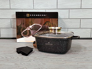 Каструля — казан 3,7л / 22 см Edenberg EB-8112 з мармуровим антипригарним покриттям і кришкою
