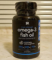 Sports Research Triple Strength Omega-3 Fish Oil 1250 mg 60 гельових капсул омега 3 риб'ячий жир жирні кислоти